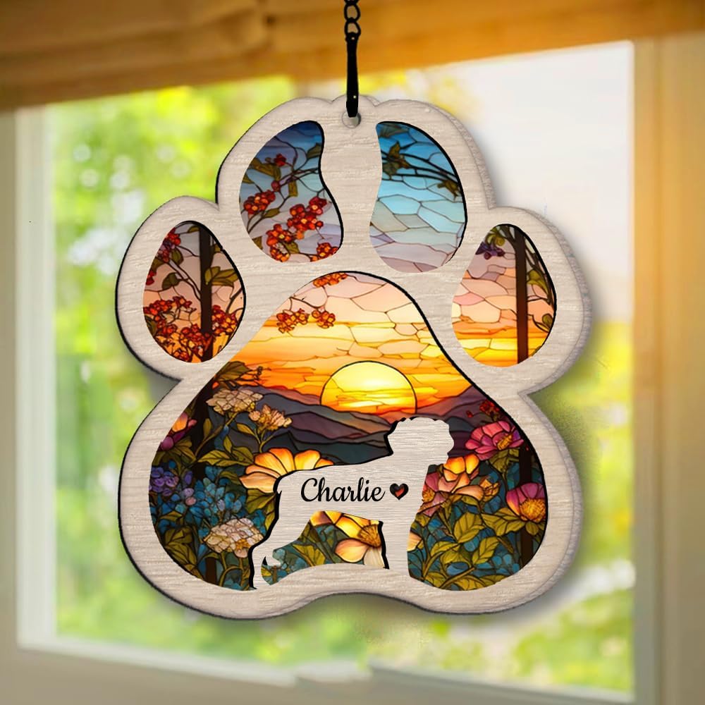 IZI POD Personalized Brittany Suncatcher Dog Memorial Gifts, Custom Brittany Ornament Christmas Tree, Pet Remembrance Gift, Loss of Dog Sympathy Gift, Pets Memorial Ornament, Pet Loss Suncatcher