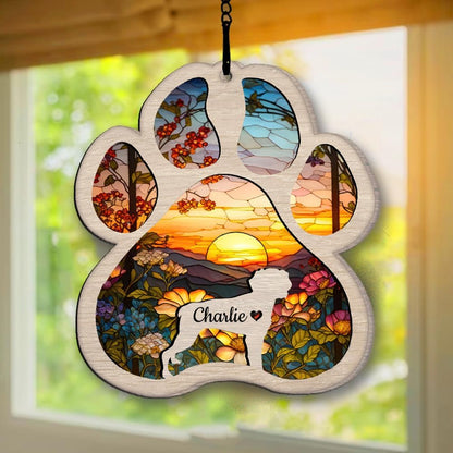 IZI POD Personalized Brittany Suncatcher Dog Memorial Gifts, Custom Brittany Ornament Christmas Tree, Pet Remembrance Gift, Loss of Dog Sympathy Gift, Pets Memorial Ornament, Pet Loss Suncatcher