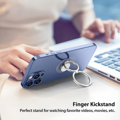 Phone Grip Holder, Phone Ring Holder Finger Kickstand, Foldable & Adjustable Rotatable Double Metal Cell Phone Rings Gripper Stand for iPhone Samsung & Other Phones - Silver Carbonite Weave
