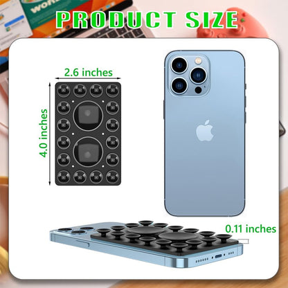 Silicone Suction Phone Holder Mount,Silicon Adhesive Phone Accessory for iPhone and Android, Hands-Free Mirror Shower Phone Holder,TikTok Videos and Selfies (Black, Single Sided)