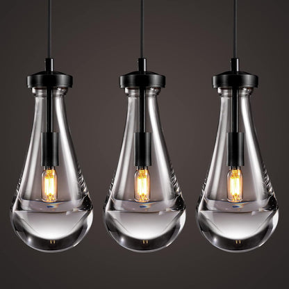 Modern Raindrop Pendant Lights Set of 3, Pendant Lights Kitchen Island 3 Pack, Matte Black Pendant Lights for Bedroom Bathroom, Chandelier for Living Room Hallway, Bulb Included
