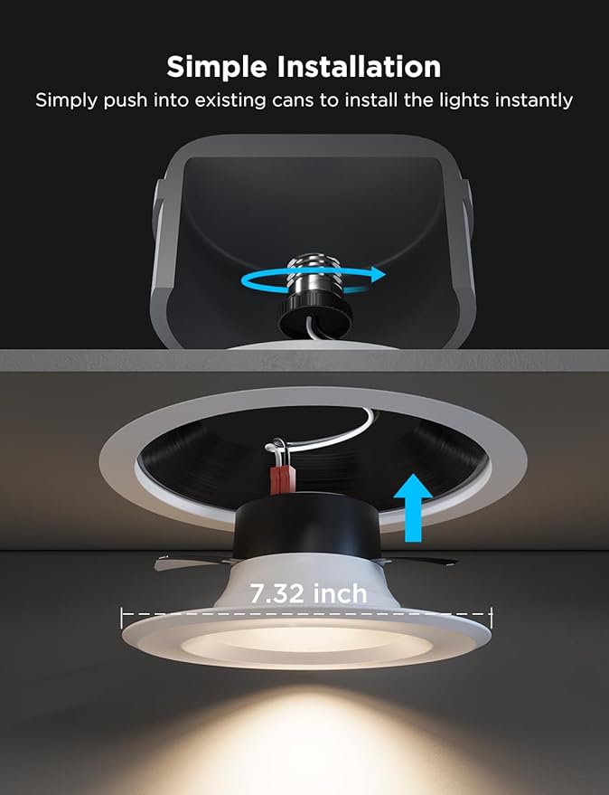 Govee Smart Retrofit Recessed Lighting 6 Inch, Wi-Fi Bluetooth Direct Connect RGBWW Retrofit Can Lights, 65 Scene Modes, Works with Alexa & Google Assistant, 1000 Lumens, 4 Pack