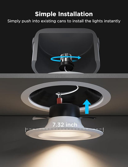 Govee Smart Retrofit Recessed Lighting 6 Inch, Wi-Fi Bluetooth Direct Connect RGBWW Retrofit Can Lights, 65 Scene Modes, Works with Alexa & Google Assistant, 1000 Lumens, 4 Pack