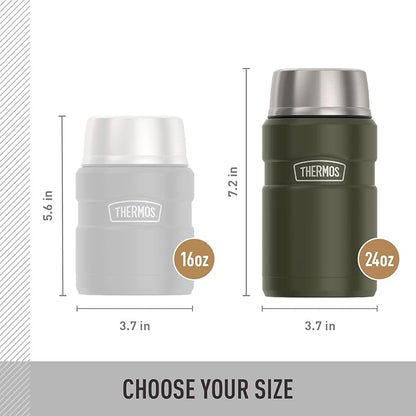THERMOS Stainless King Vacuum-Insulated Food Jar, 24 Ounce, Army Green