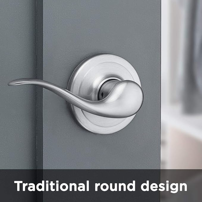 Kwikset Tustin Interior Passage Door Handle, Lever For Closet and Hallway Doors, Reversible Non-Locking Handle Lever, Satin Chrome, 1 Count (Pack of 1)