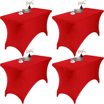 4Pack Spandex Waterproof Table Covers 4ft，Spandex 4ft Waterproof Table Cover for Party,Wedding, Banquet, and Events(Red)