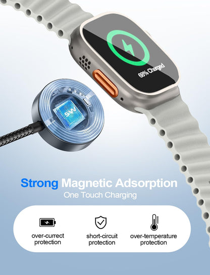 4-in-2 Multi Charging Cable for Apple Watch Charger/Samsung/iPhone Charger,Car/Office/Camping/Travel Essentials,Type C Cable Cord for iWatch Ultra/10-2/iPhone 16-11/Samsung S25-S20,iPad,airPods-Black