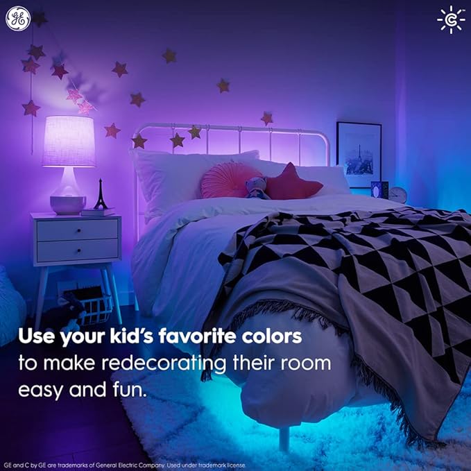 GE CYNC Smart LED Light Bulbs, Color Changing, Bluetooth Enabled, Christmas Lights and Holiday Décor, Compatible with Alexa and Google (2 Pack)