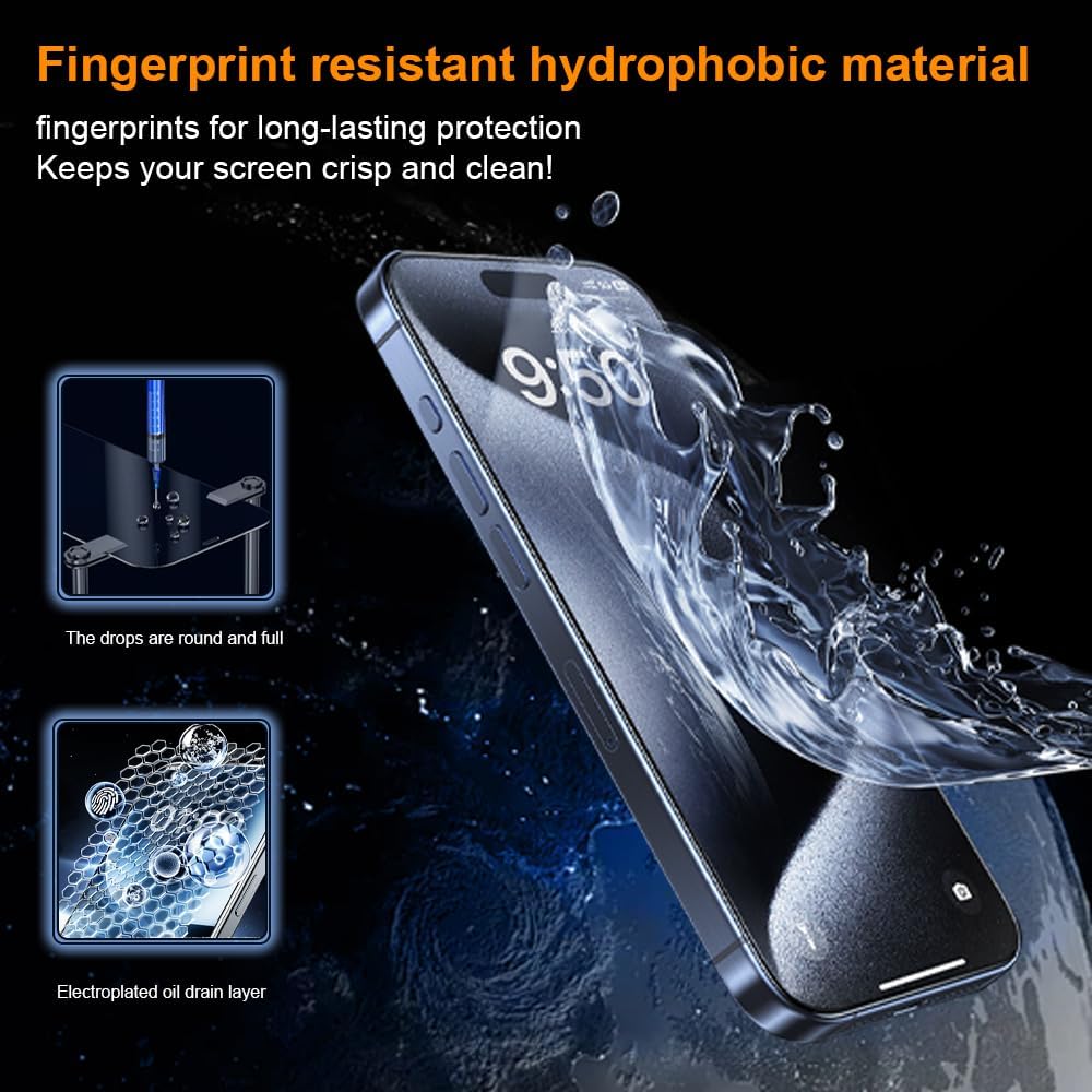 OneFish Screen Protector for Iphone 14Plus/13Pro Max, HD Clarity Tempered Glass Film 9H+ Hardness, with Hassle-Free Installation Frame, Dust-Free Bubble-Free Anti-Fingerprint, 2Pack