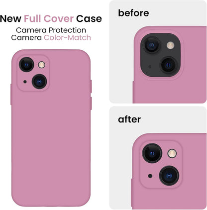 FireNova Designed for iPhone 13 Case, Silicone Upgraded [Camera Protection] Phone Case with [2 Screen Protectors], Soft Anti-Scratch Microfiber Lining Inside, 6.1 inch, Lilac Purple