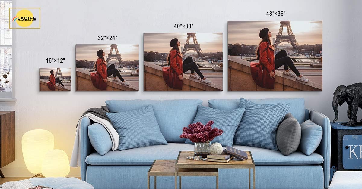Laoife Custom Canvas Prints with Your Photos 16"x12", Canvas Photo Prints Custom, Personalized Canvas Wall Art for Office Home Bedroom Living Room Wall Decor, Gift for Father's Day Birthday Wedding
