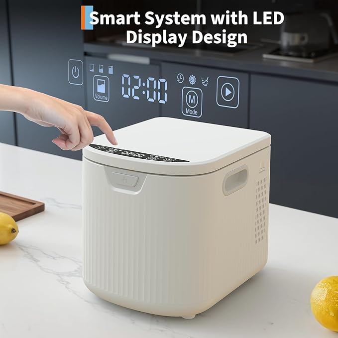 2.5 L Electric Composter Countertop, 3 Modes Kitchen Smart Compost Bin with Auto Cleaning, LED Display, Turns Kitchen Waste into Dry Manure, Low Noise Food Waste Compost Machine