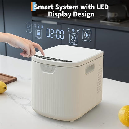 2.5 L Electric Composter Countertop, 3 Modes Kitchen Smart Compost Bin with Auto Cleaning, LED Display, Turns Kitchen Waste into Dry Manure, Low Noise Food Waste Compost Machine