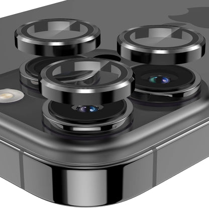 YWXTW Designed for iPhone 14 Pro Max Camera Lens Protector, for iPhone 14 Pro Camera Lens Protector, Individual Metal Anti Scratch HD Clear Case Friendly Tempered Glass Camera Cover, 1 Set (Graphite/Black)