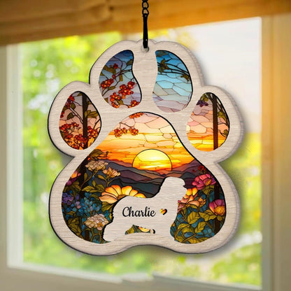IZI POD Personalized Old English Sheepdog Suncatcher Dog Memorial Gifts, Custom Old English Sheepdog Ornament Christmas Tree, Pet Remembrance Gift, Loss of Dog Sympathy Gift, Pet Loss Suncatcher