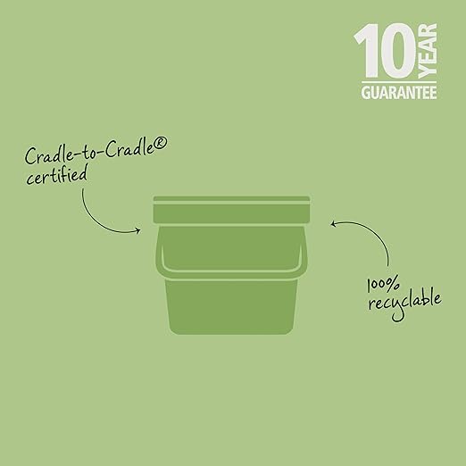 Brabantia Sort & Go Kitchen Countertop Food Scraps Compost Bin | XS / 1.6 Gal / 6L | Jade Green | Removable Stay-Open Lid, Carry Handle, Easy-Clean Recycling Box | Wall-Mounting Bracket Included