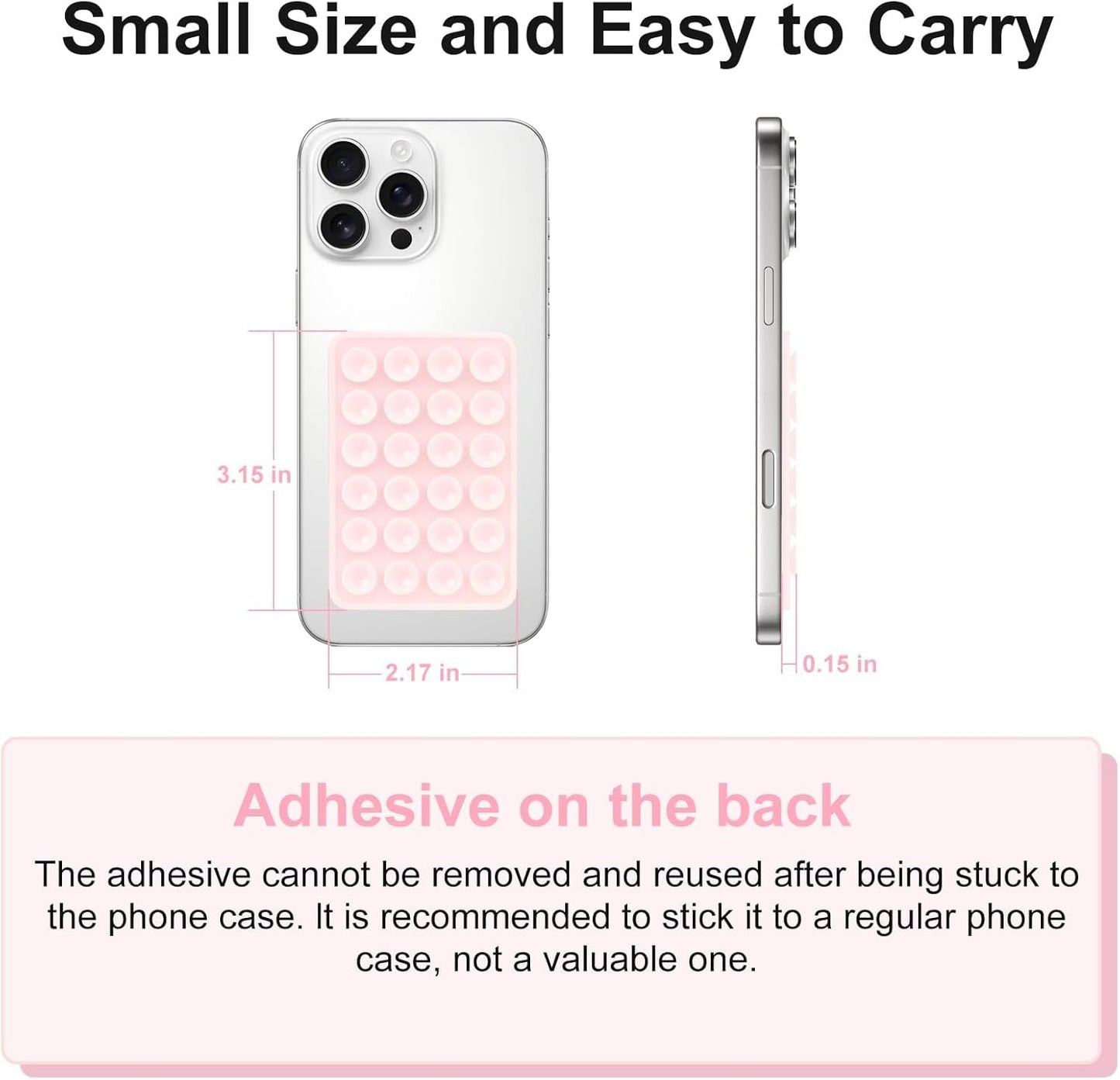 2PCS Silicone Suction Phone Case Mount, Non Slip Suction Cup, Hands-Free Phone Accessories Holder for Selfies and Videos, Silicone Adhesive Stand Sticky for Cell Phone Light Gray