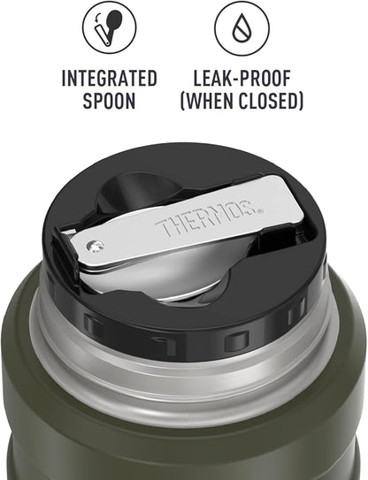 THERMOS Stainless King Vacuum-Insulated Food Jar with Spoon,16 Ounce,Army Green,(Pack of 4)