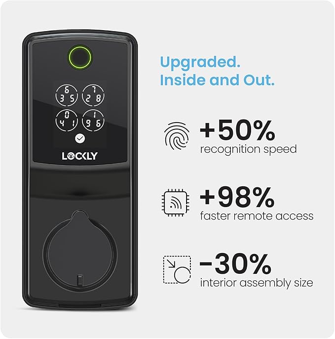 Lockly Secure Pro (Latest Version), Smart Lock with Built-in Wi-Fi, New-Gen Fingerprint Door Lock, Keyless Entry Deadbolt, PIN Genie Keypad, Auto Lock, App Remote Control, Easy Installation