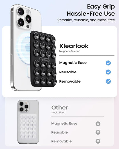 Klearlook 4PCS Magnetic Suction Phone Mount for MagSafe Case, Sticky Phone Grip Holder for iPhone, Removable Hands-Free Selfie/Video for TikTok Influencers, (Clear & Light Pink & Light Blue & Black)