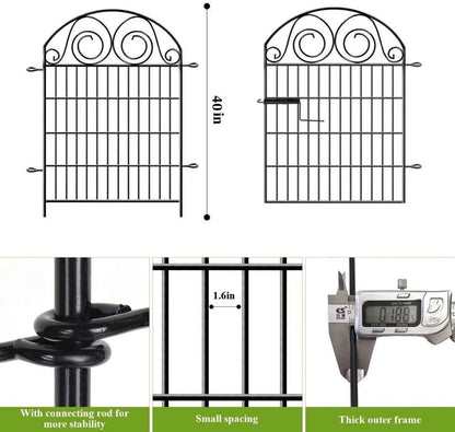 Tall Garden Fencing Animal Barrier, 40 Inch(H) 2 Panels Total Length 4.4 Ft, Dog Fences Outdoor for Yard, Dog Digging Fence Barrier, Metal Temporary Fencing│Patented