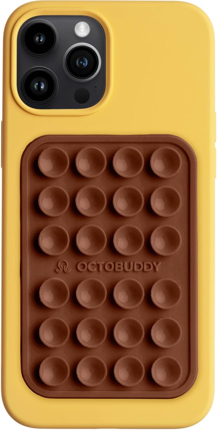 Classic MAX - Silicone Suction Phone Case Adhesive Mount - Hands-Free, Strong Grip Holder for Selfies and Videos - iPhone and Android Compatible - 2.6″ x 3.9″, Hot Cocoa