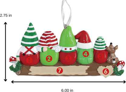 2025 Family Christmas Ornament – Personalized Ornament for Families – Custom Gnome Family Ornament – Holiday Tree Decoration Keepsake Gift (Family 5)