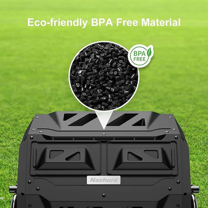 Compost Tumbler Bin Composter Dual Chamber 43 Gallon (Bundled with Pearson's Gardening Gloves)