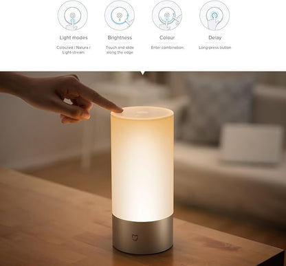 Mi Bedside Lamp, Touch & Wi-Fi Control Table Lamp, Dimmable RGB Color Changing (US Version with Warranty)