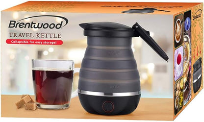 Brentwood Appliances KT-1508BK .85-Quart Dual-Voltage Collapsible-Travel Kettle (Black), 0.85Q