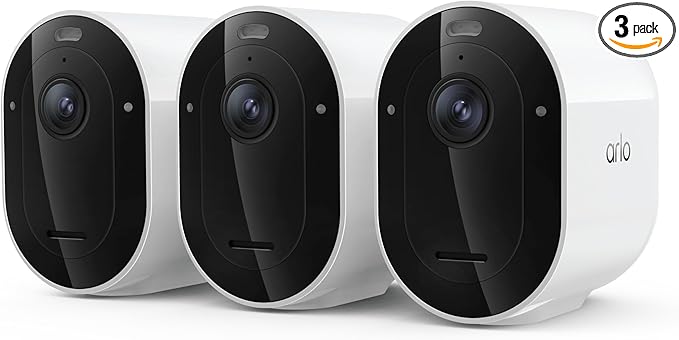 Arlo Pro Security Camera 2K HDR (6th Gen, 2025 Release) - Wireless Outdoor Camera, Rechargeable Removeable Battery, Emergency Response, 1-Month Trial of Secure Plan, 3 Cam, White,Motion Alert