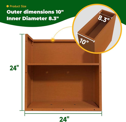Corten Steel Metallic Heavy Planter for Outdoor Plants 24"x10"x24" Metal Planter Spliced Flower Pot with Partitions for Outside,Indoor,Garden (Corten, 24 * 10 * 24)