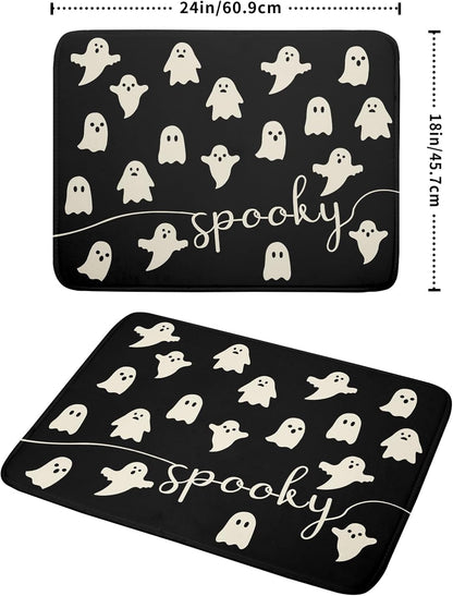 Halloween Dish Drying Mat for Kitchen Counter Spooky Ghost Holiday Super Absorbent Reversible Microfiber Kitchen Countertop Protector Dishes Pad Large 18x24 inch