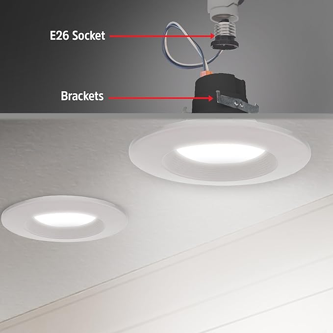 Energizer Smart Recessed Downlight, 3”-4” BR30 Multi-Color & Multi-White Wi-Fi LED Bulb, E26 Screw Base, 1100 Lumens, 11W, 75W Equivalent, App & Voice Control with Alexa Google Siri, Scheduling & More