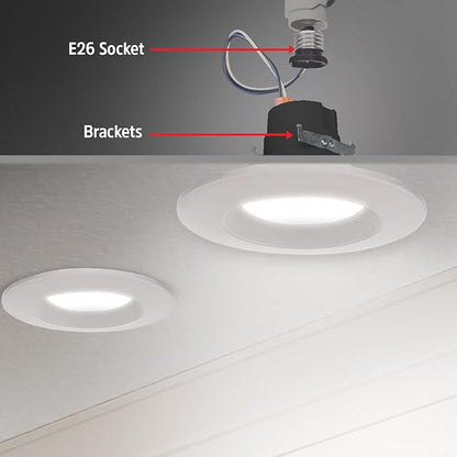 Energizer Smart Recessed Downlight, 3”-4” BR30 Multi-Color & Multi-White Wi-Fi LED Bulb, E26 Screw Base, 1100 Lumens, 11W, 75W Equivalent, App & Voice Control with Alexa Google Siri, Scheduling & More