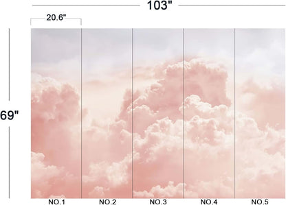 Pink Clouds Wall Mural Wallpaper for Bedroom 103" x 69"