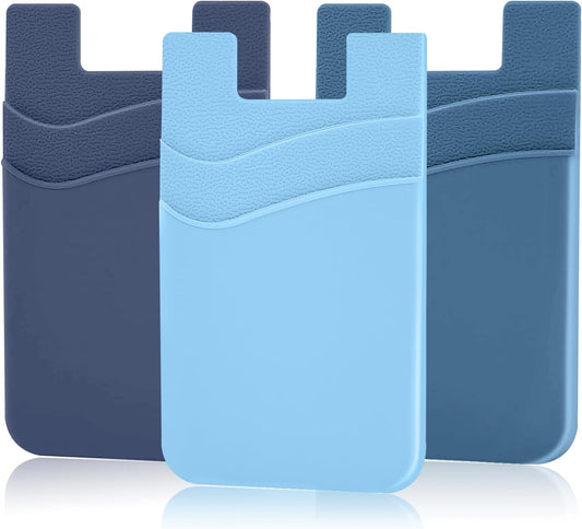SS Phone Wallet, Phone Card holder for Phone Case Credit Card Holder Stick on, Navy Pastel Blue