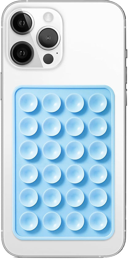 Silicone Suction Phone Case Mount, Non Slip Sticky Phone Grip for Cellphone, Silicon Adhesive Suction Cup Phone Mount, Strong Grip Holder for Selfies and Videos (Baby Blue)