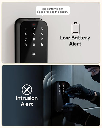 DREAME Smart Lock Lite, Digital Fingerprint Keyless Entry Door Lock, 12-Months Battery, Front Door Smart Lock Deadbolt Set with App Control, Auto Lock, IP54 Waterproof, Supports Apple HomeKit, Black