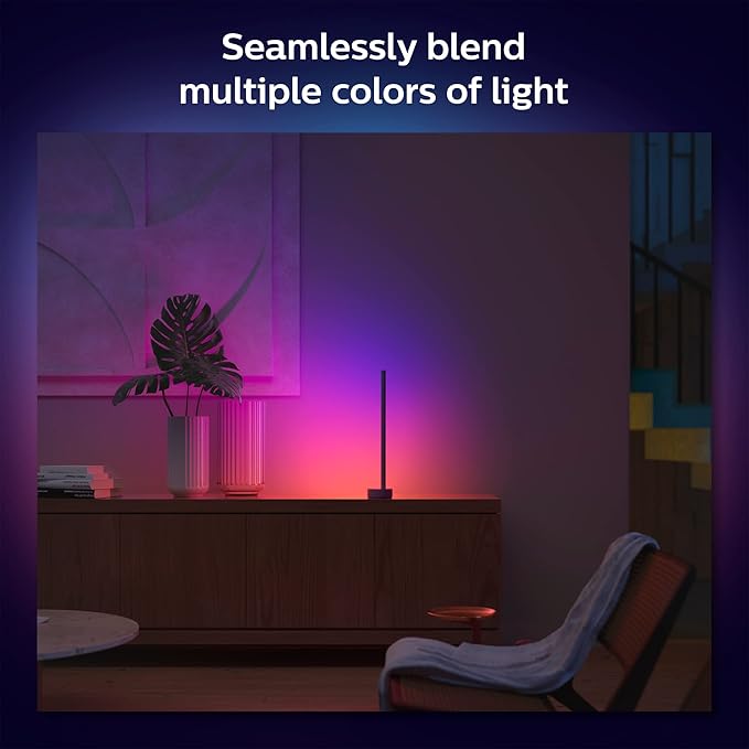 Philips Hue Signe Smart Table Lamp, Black, 1 Pack, White & Color Ambiance LED Color-Changing Light, Control LED Lamp with Hue App, Works with Alexa, Google Assistant, Apple HomeKit