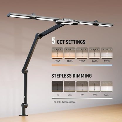 NEEWER Basics 32.5" Clip On Desktop LED Light for Home Office, 23W LED Dimmable Architect Lamp with Table Desk Clamp, 5 Light Bars, Computer Drafting Video Conference Atmosphere Lighting, DL01