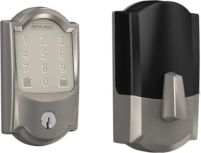 Schlage Encode Smart WiFi Deadbolt Lock for Front Door - Keyless Entry with App or Touchscreen - Works with Alexa, Hey Google, & Airbnb - Create Codes for Guests - Satin Nickel