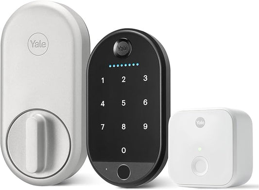 Yale Approach™ Lock Deadbolt, Silver Key-Free Smart Entry Door Lock with Wi-Fi Connected Touchscreen Keypad and Biometric Fingerprint Scanner for Code Entry and Remove Access, B-YRR110-F-WF1-N-BSP
