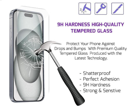 Tempered Glass Screen Protector for iPhone 15 Plus Clear (3 Pack)