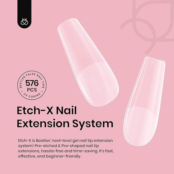 Beetles Short Coffin Nail Tips 576 PCS Half Matte Pre-shape Short Coffin Fake Nails 12 Sizes Full Cover Acrylic False Nails Nail Extension DIY Manicure Gifts for Women