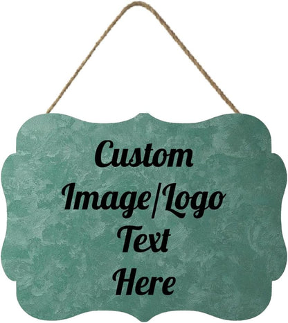 Personalized Wooden Welcome Sign Front Door Decor Personalized Home Sign Door Decorations Customized Image/Text Hanging Door Sign Farmhouse Decorations for Home Office 11.2 * 8 Inch