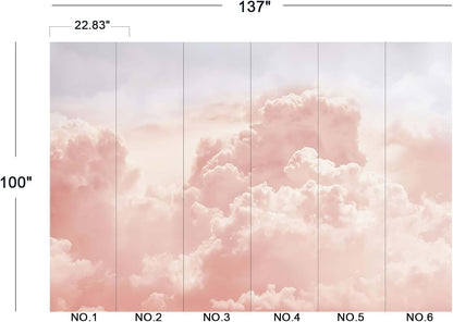 Pink Clouds Wall Mural Wallpaper for Bedroom 137" x 100"