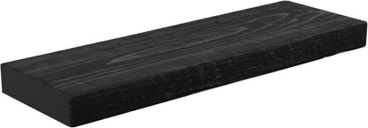 joelsantiques - 24 Inch Wooden Floating Shelves for Wall - 24x8x2 in - Made of Natural Wood - Short Heavy Duty Rustic Wall Shelves for Bedroom - Perfect for Living Room, Kitchen - Black