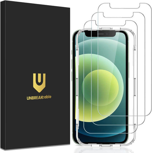 UNBREAKcable 3-Pack Screen Protector for iPhone 12 mini, Double Shatterproof Tempered Glass [Easy Installation] [9H Hardness] [99.99% HD Clear] [Case Friendly] for iPhone 5.4 inch