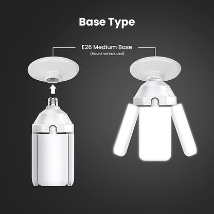 Feit Electric LED Garage Light, Multiple Adjustable Panels, E26 Base, Ideal for Garage, Workshop, Shed, 25,000-Hour Lifetime